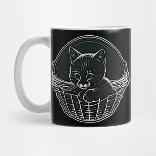 Cute Kitten In A Basket Mug